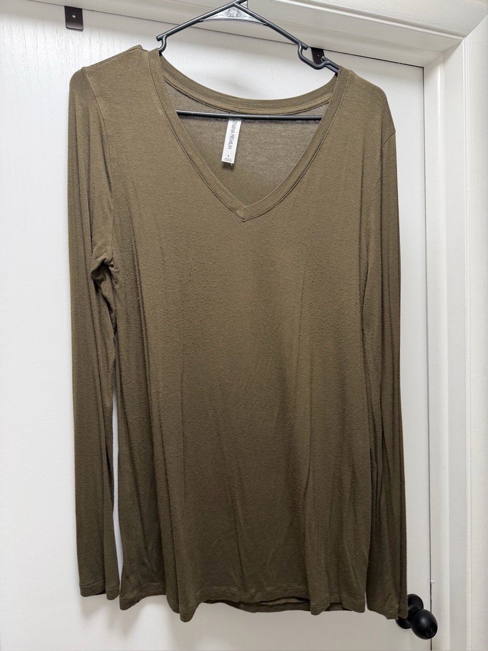 Zenana Outfitters Olive V-Neck Long Sleeve Tee